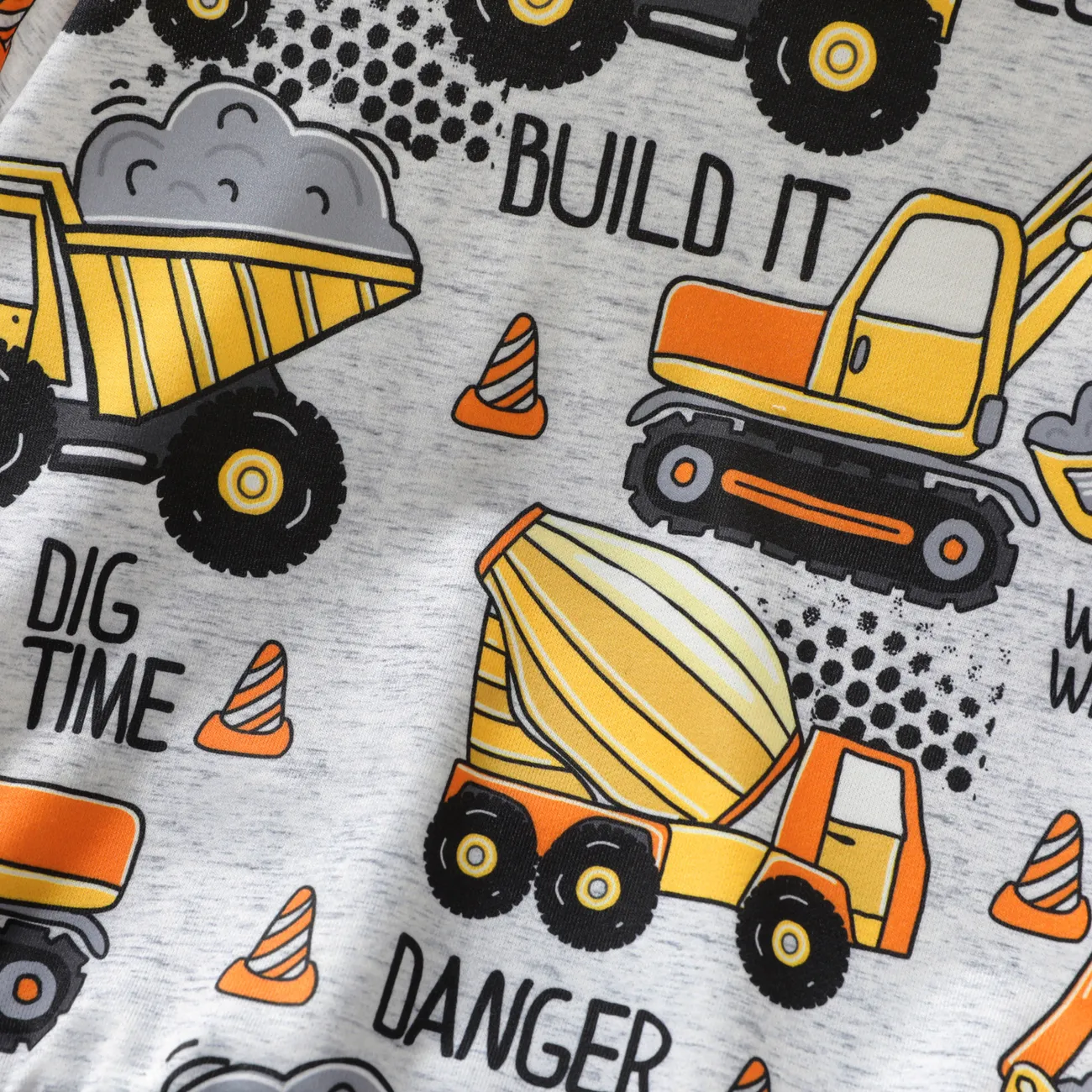 Toddler Boy Vehicle Excavator Print Hoodie Sweatshirt Multi-color big image 1