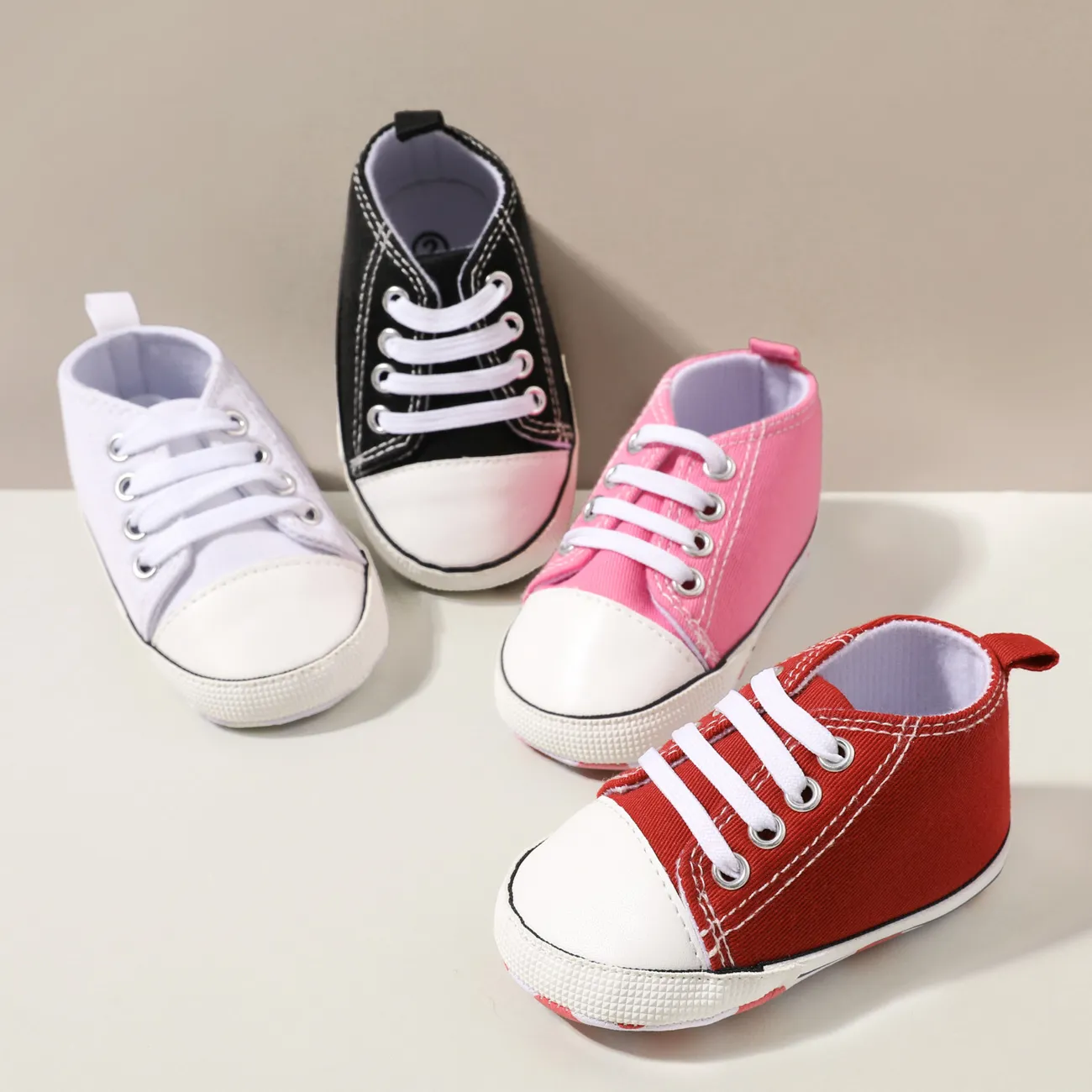 Baby / Toddler Simple Solid Lace Up Prewalker Shoes White big image 1