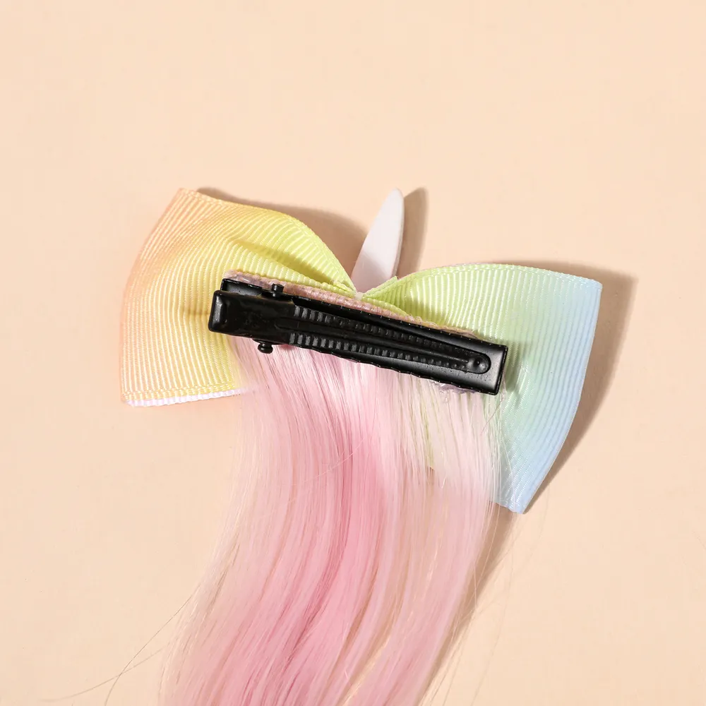 Unicorn Clip Hairpiece Hair Extension Wig Pieces for Girls big image 4