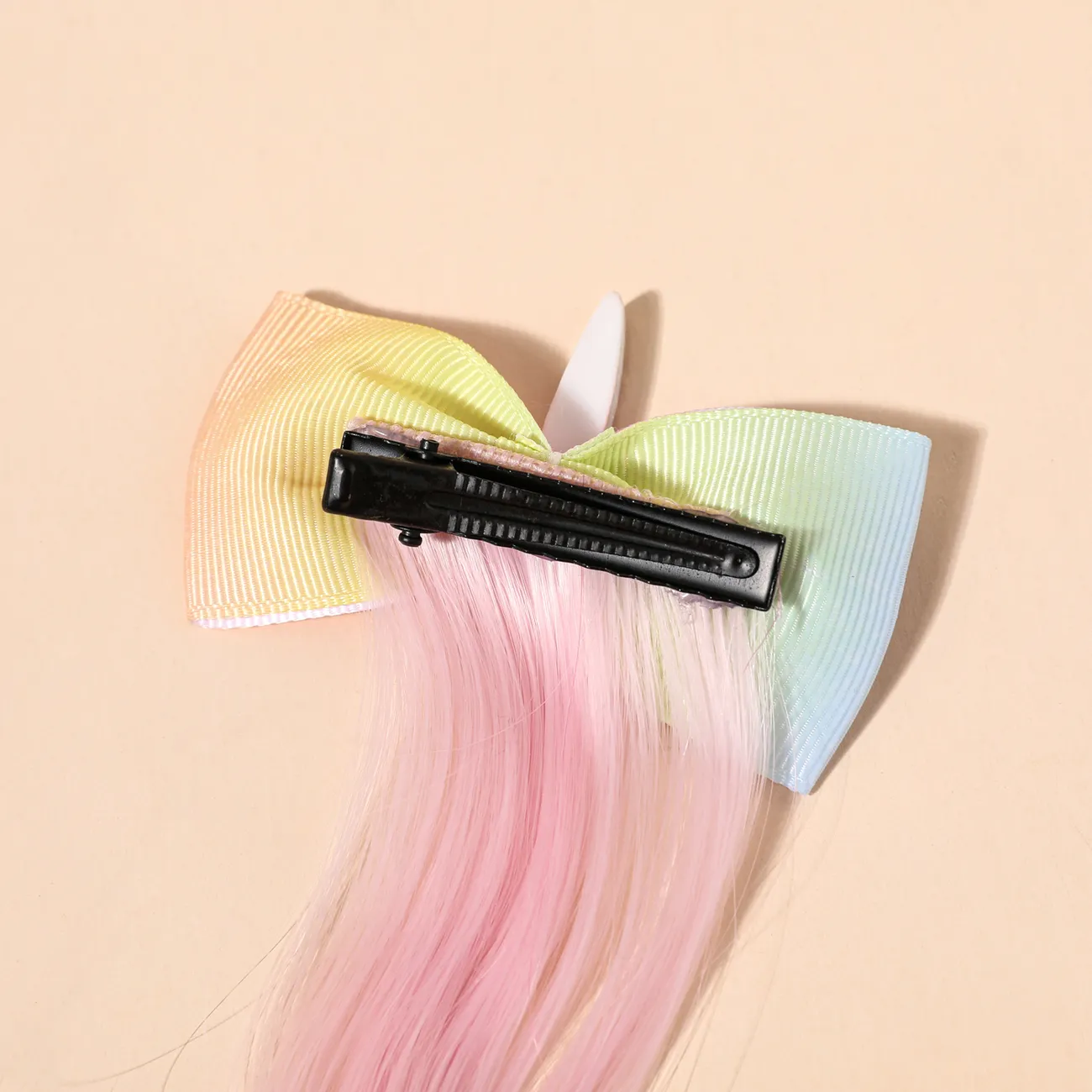 Unicorn Clip Hairpiece Hair Extension Peluca Pieces para niñas Rosado big image 1
