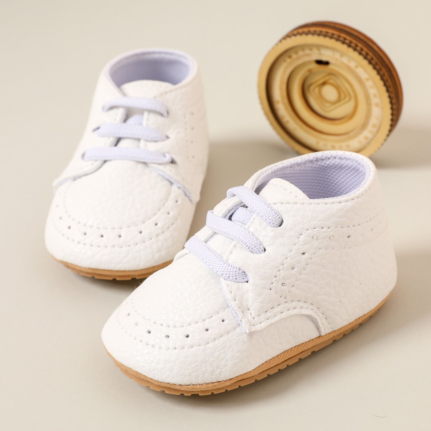 Chaussures De Baptême Blanches à Lacets Pour Bébés / Tout-petits