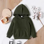 Toddler Boy Solid Color Pocket Design Hoodie Sweatshirt Army green