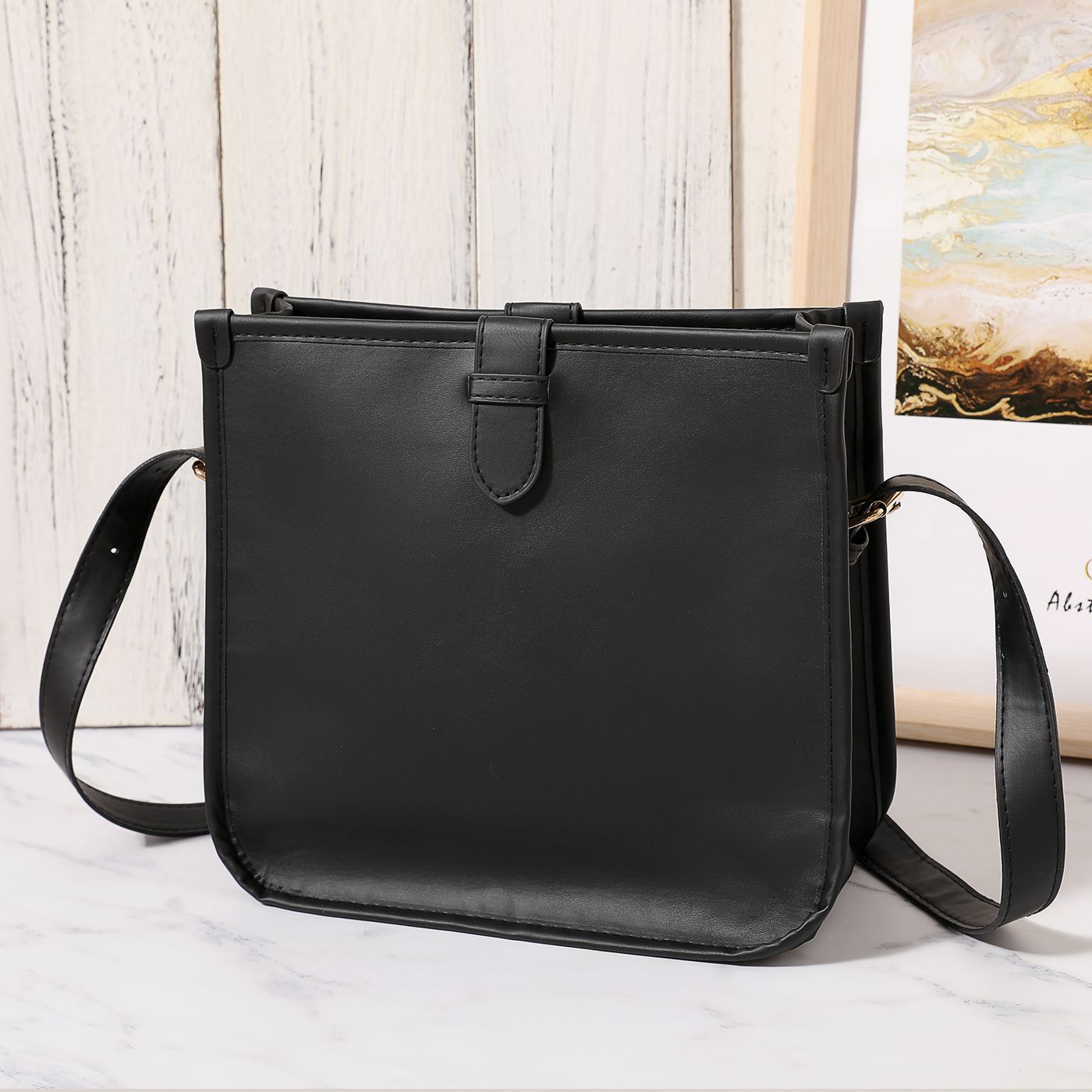 

Women Simple Black Large Capacity Crossbody Shoulder Bag