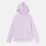 Activewear Anti-UV Kid Boy/Kid Girl Solid Color Sun Protection Zipper Hooded Jacket Light Purple