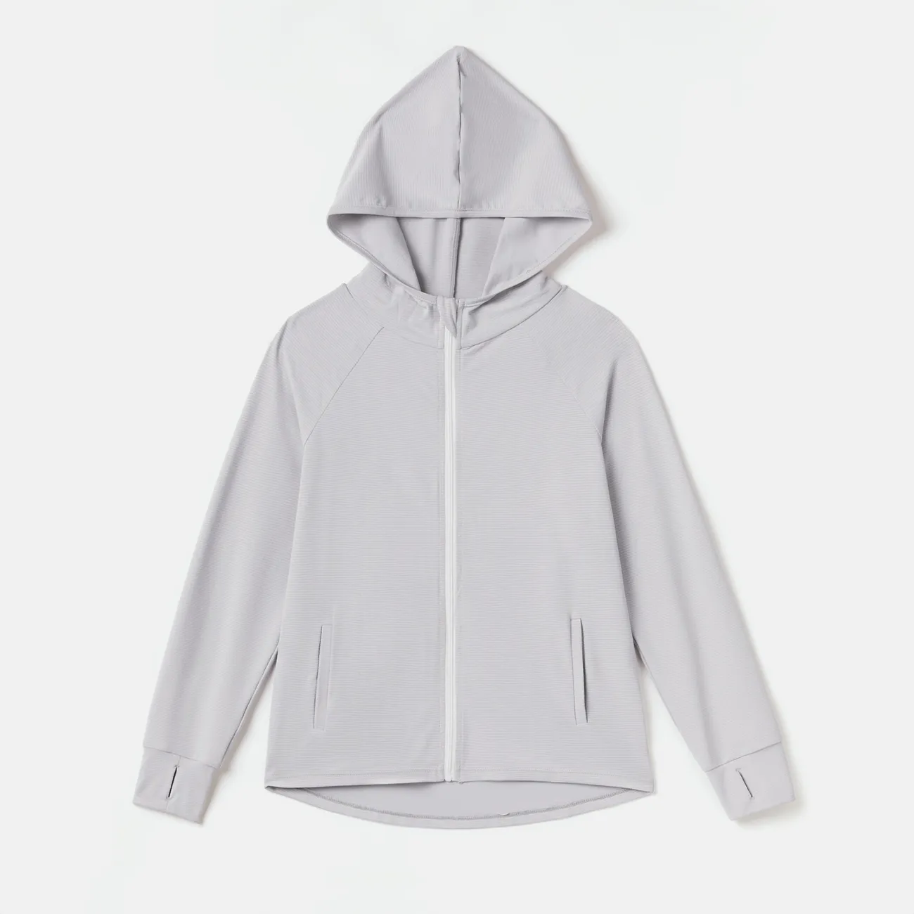 Activewear Anti-UV Kid Boy/Kid Girl Solid Color Sun Protection Zipper Hooded Jacket Grey big image 1