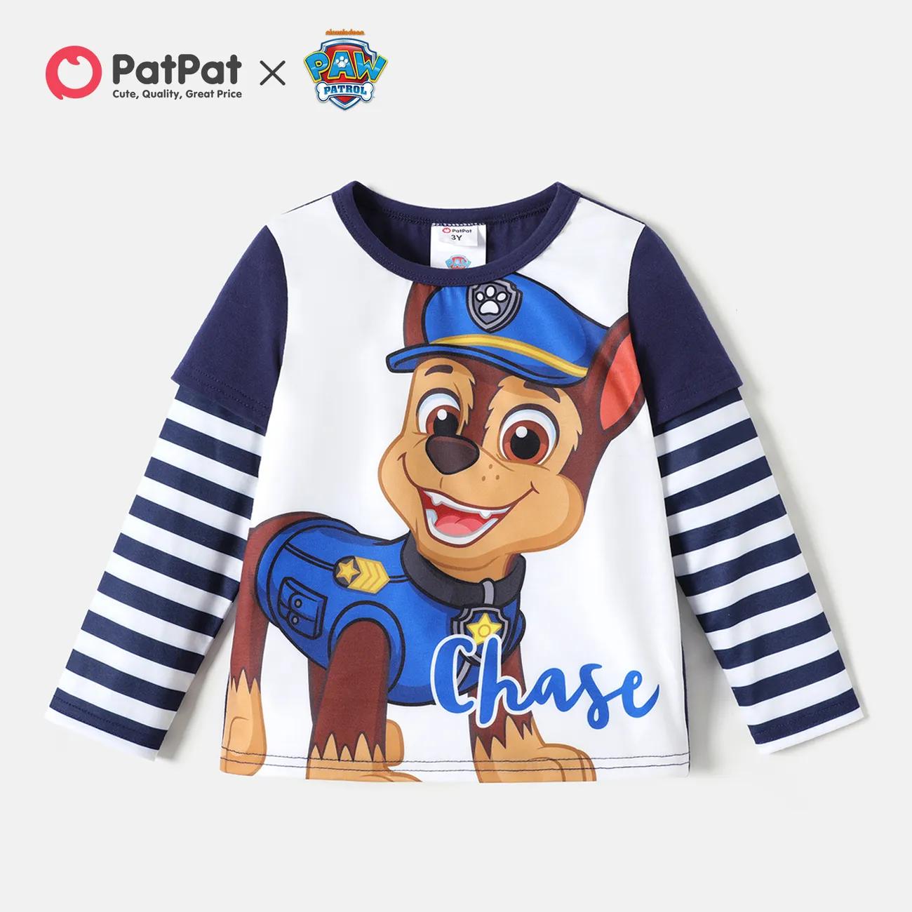 PAW Patrol Toddler Girl/Boy Striped Long-sleeve Cotton Tee  big image 1