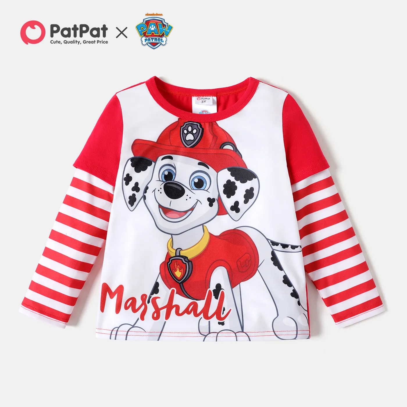 PAW Patrol Toddler Girl/Boy Striped Long-sleeve Cotton Tee Red