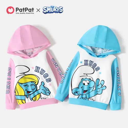 Smurfs Toddler Girl/Boy Letter Print Colorblock Hooded Sweatshirt