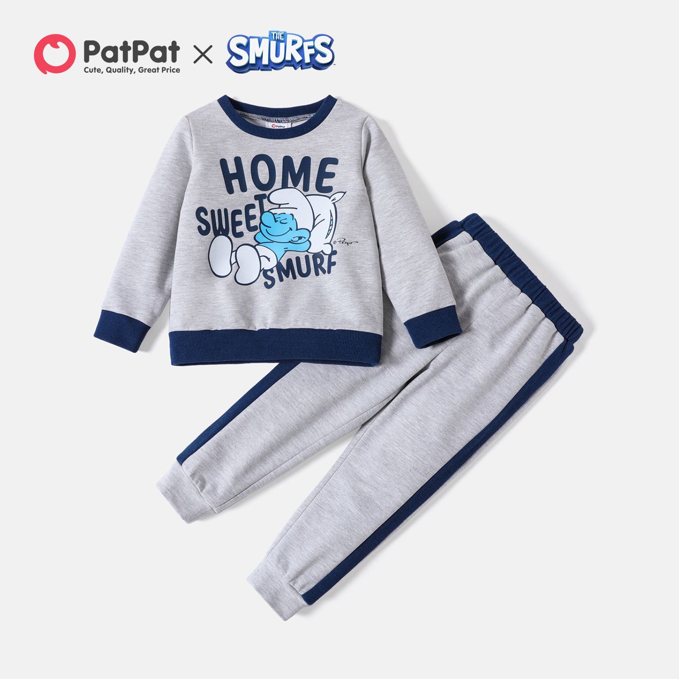 

Smurfs 2pcs Toddler Boy Letter Print Cotton Sweatshirt and Pants Set