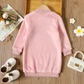 Toddler Girl Letter Embroidered Fleece Mock Neck Long-sleeve Pink Sweatshirt Dress  image 2