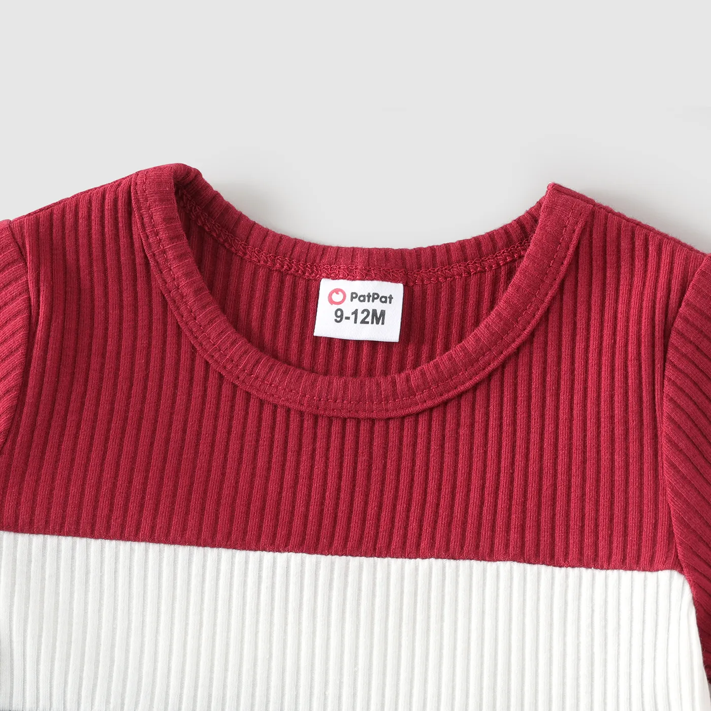 Family Matching Rib Knit Colorblock Short-sleeve Bodycon Dresses and T-shirts Sets  image 3