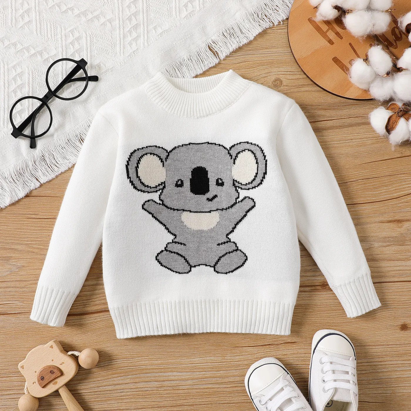 Bebé Unissexo Animais Casual Manga comprida Camisola Cor Bege