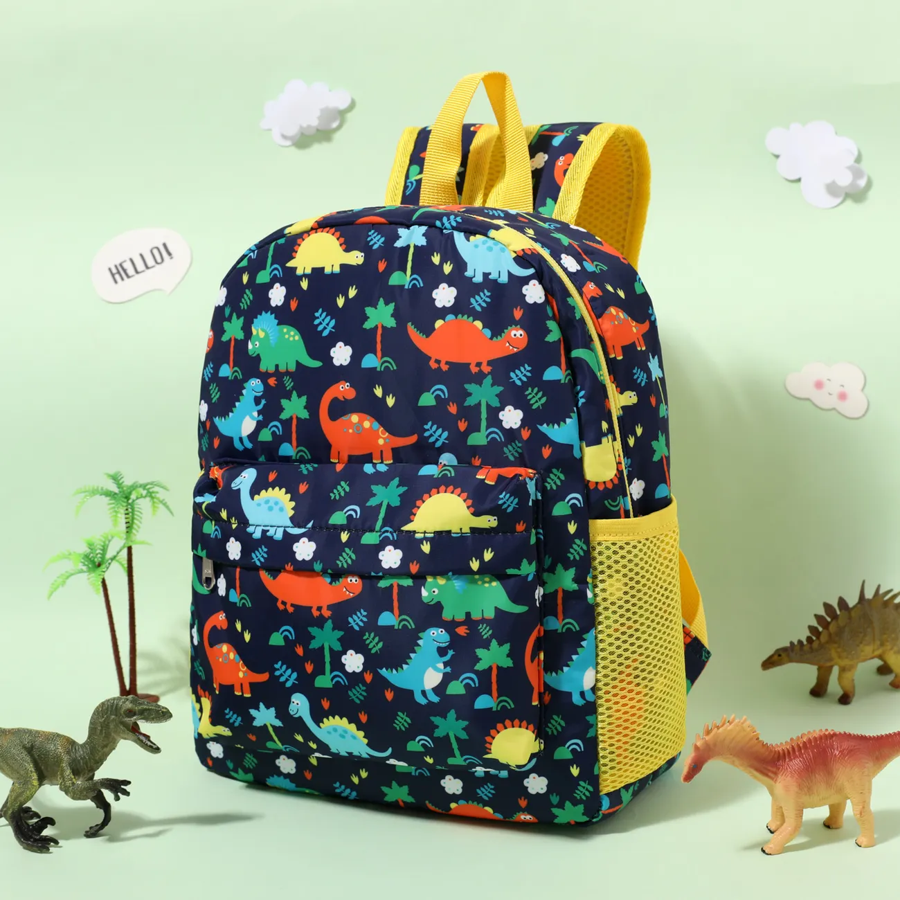Kids Flat Cartoon Dinosaur Pattern Large Capacity Preschool Book Bag Travel Backpack  big image 1