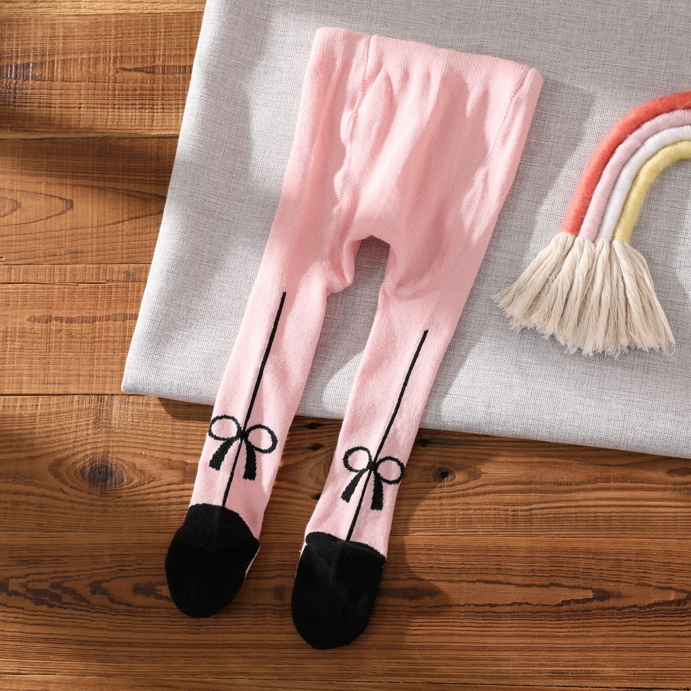 

Baby Bow Graphic Colorblock Pantyhose for Girls