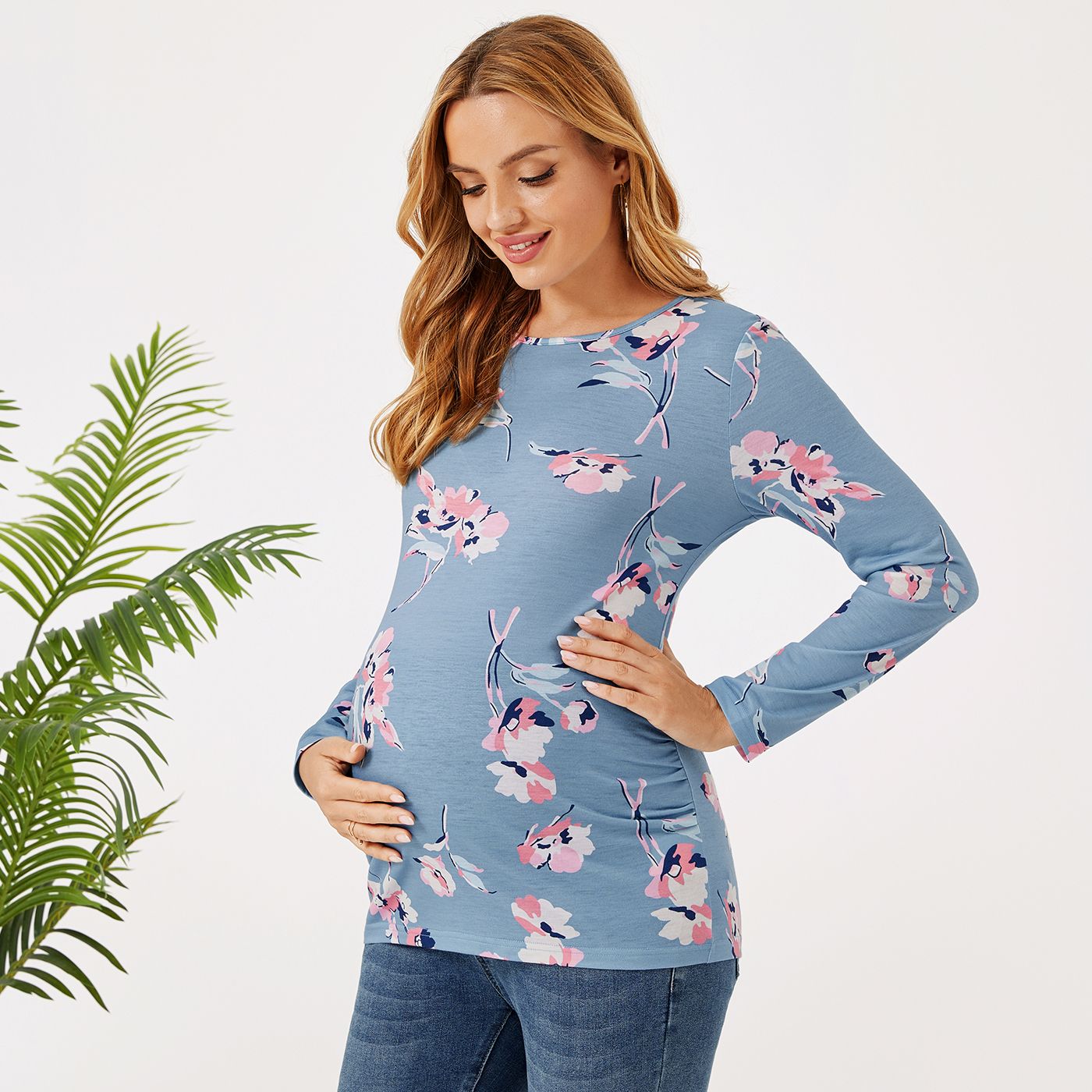 

Maternity Floral Print Long-sleeve Tee
