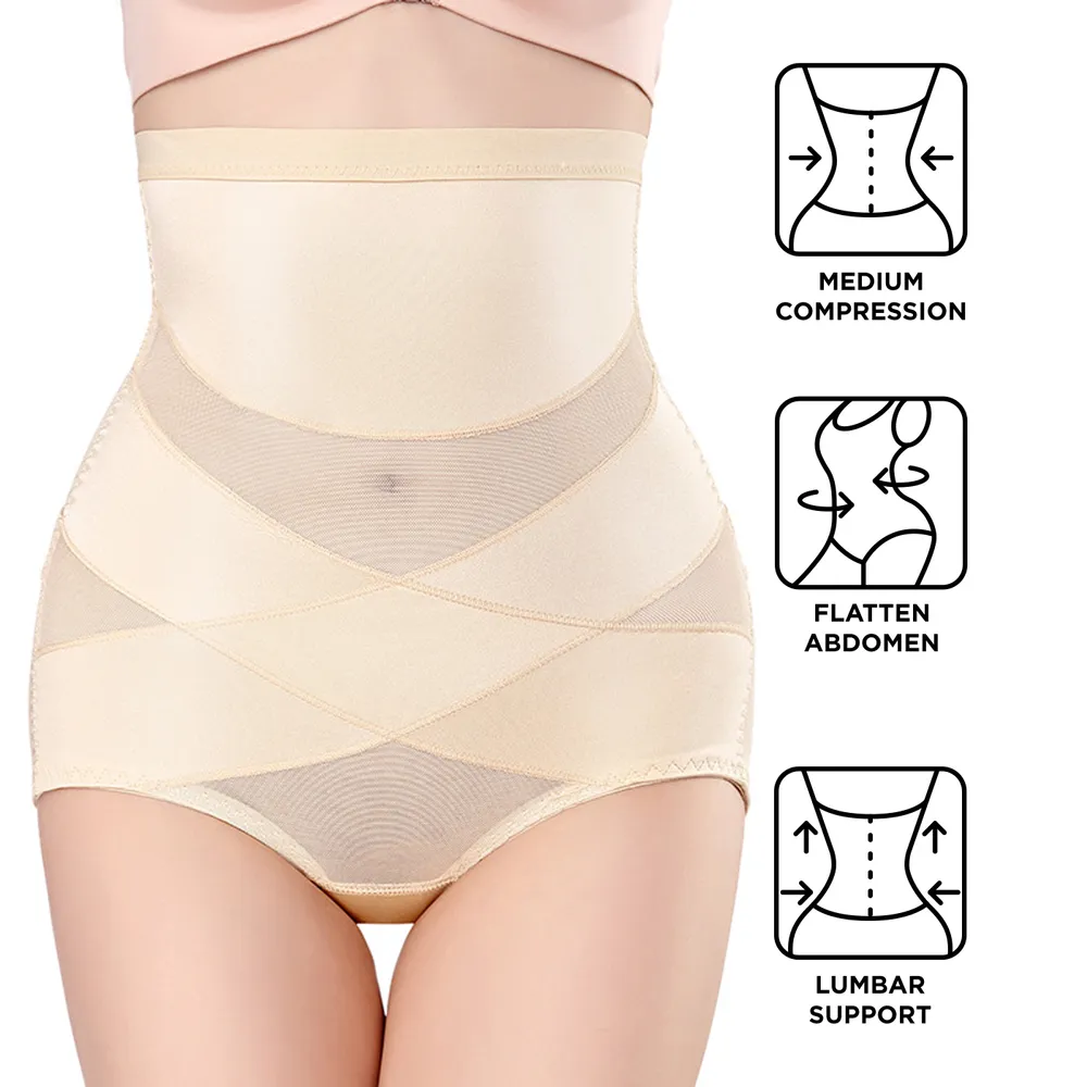 Women Hi-Waist Double Tummy Control Panty Butt Lifter Shapewear Waist Trainer Tummy Control Shorts Body Shaper Cincher Girdle big image 1