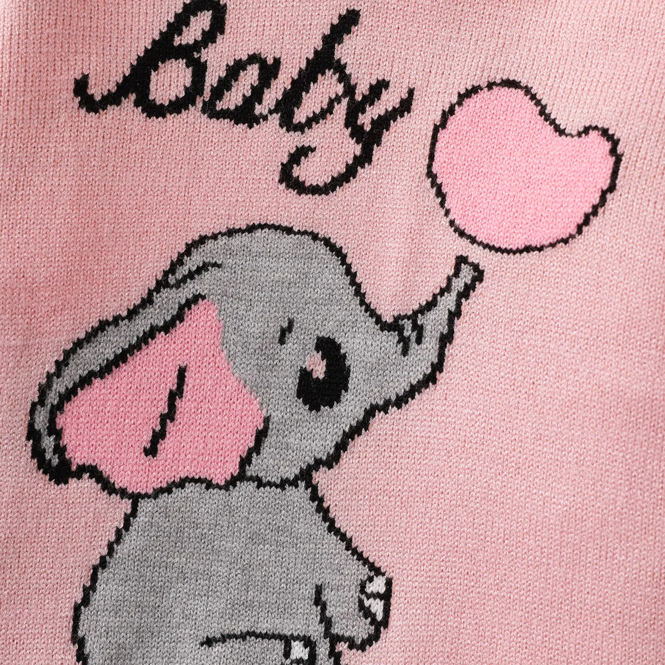 Baby Boy/Girl Cartoon Elephant Pattern Long-sleeve Knitted Pullover Sweater Pink big image 1