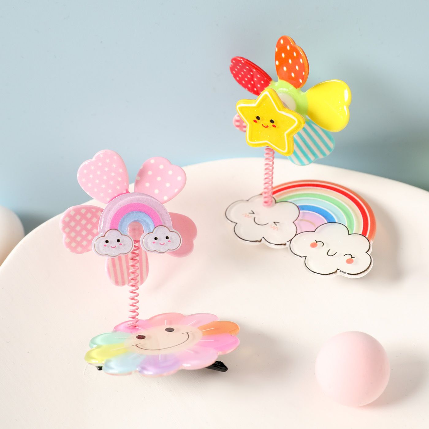 

2-pack Creative Rainbow Pinwheel Hair Clip for Girls