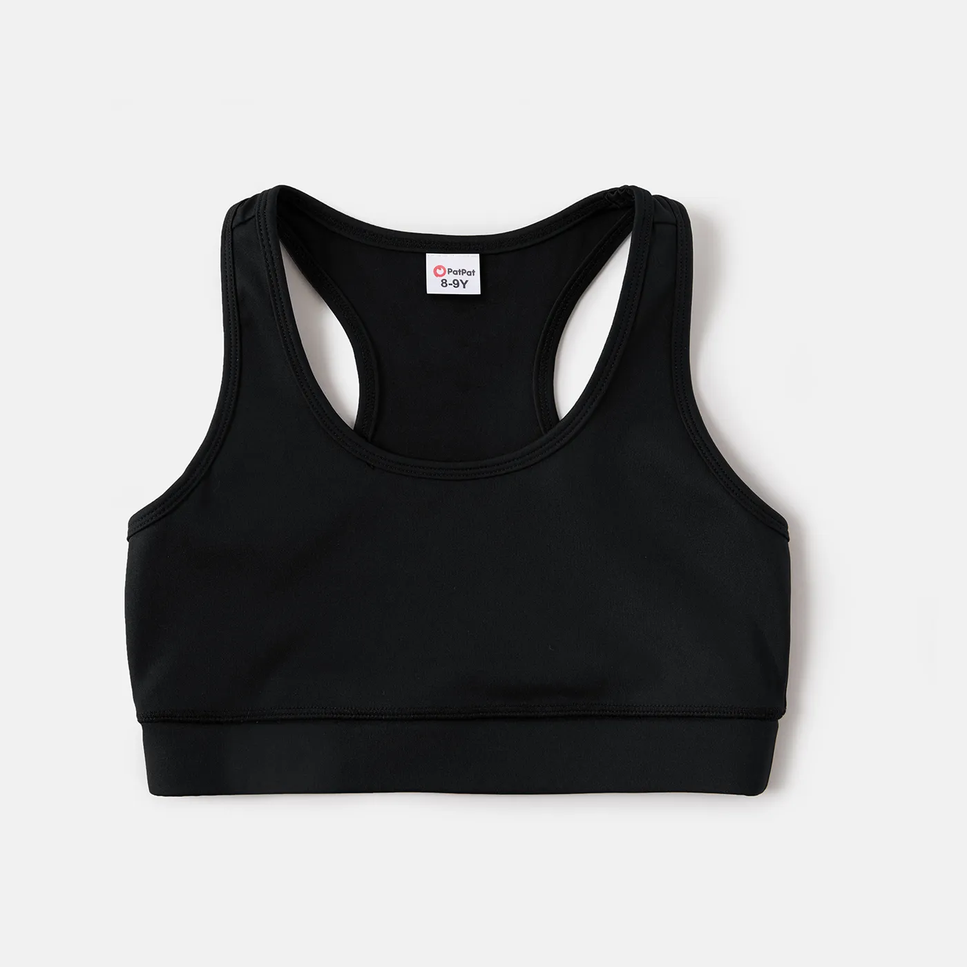 Activewea Kid Girl Breathable Solid Color Racer Back Tank Tops Black2 image 2