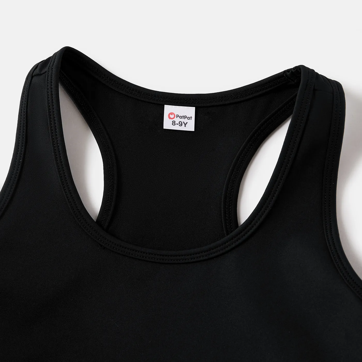 Activewea Kid Girl Breathable Solid Color Racer Back Tank Tops Black2 image 3
