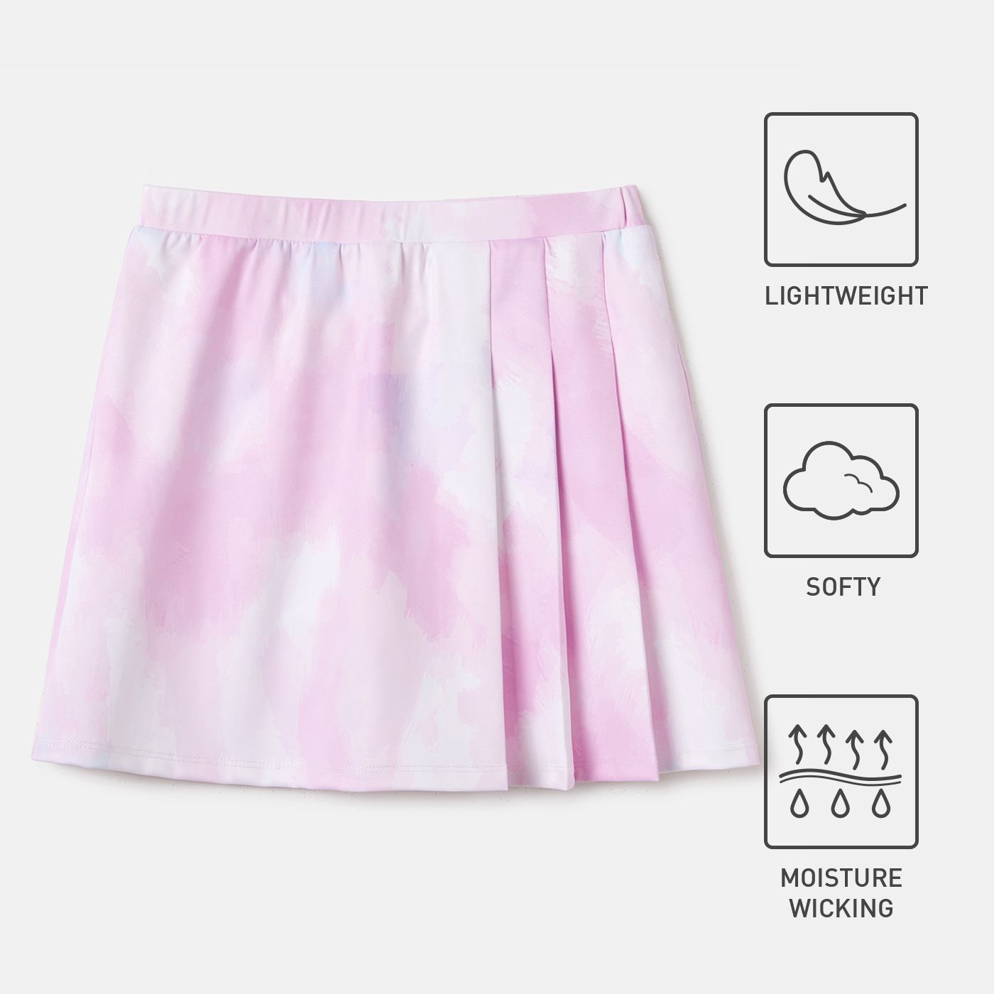 

Activewear Polyester Spandex Fabric Toddler Girl Tie Dyed Breathable Soft Pleated Skirt