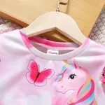 Toddler Girl Animal Unicorn Butterfly Print Ruffled Pink Pullover Sweat Pink image 3