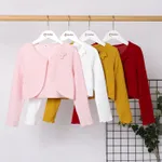 Kid Girl Bowknot Design Waffle Solid Color Cardigan  image 2