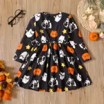 Toddler Girl Halloween Ghost Print Long-sleeve Dress  image 3