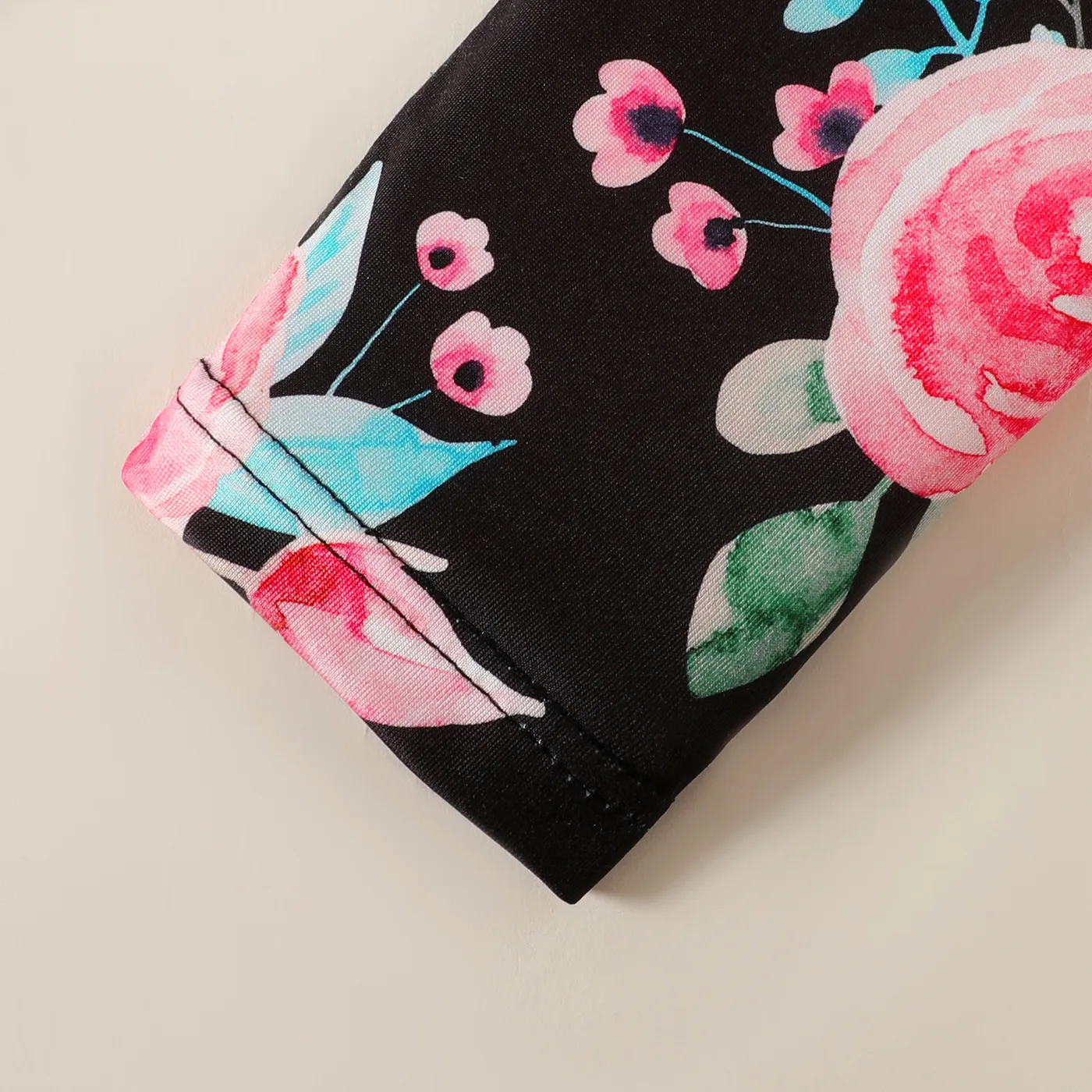 2pcs Kid Girl Bowknot Design Long-sleeve Tee and Floral Print Leggings Set  image 5