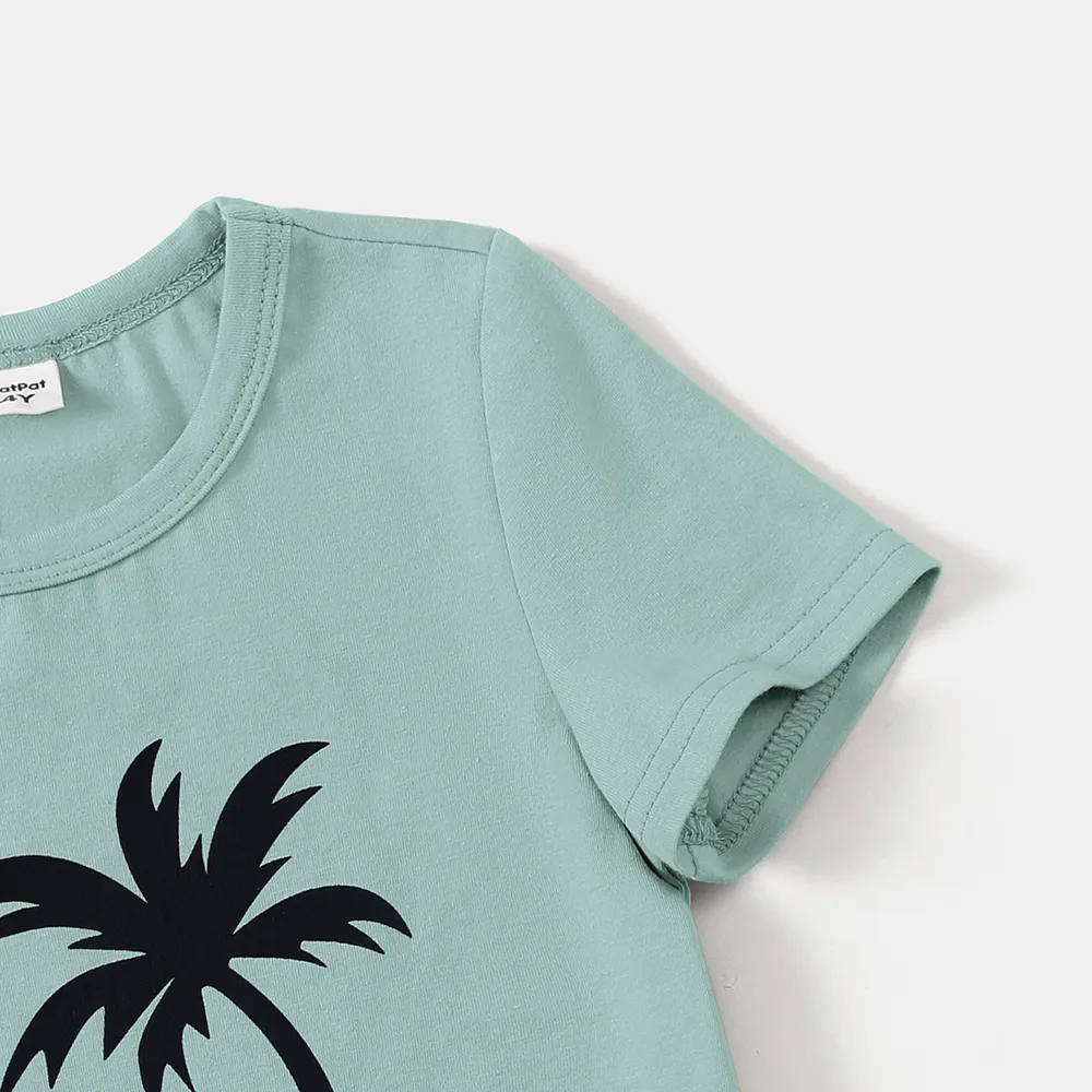 Family Matching 95% Cotton Short-sleeve Coconut Tree & Letter Print T-shirts  big image 6