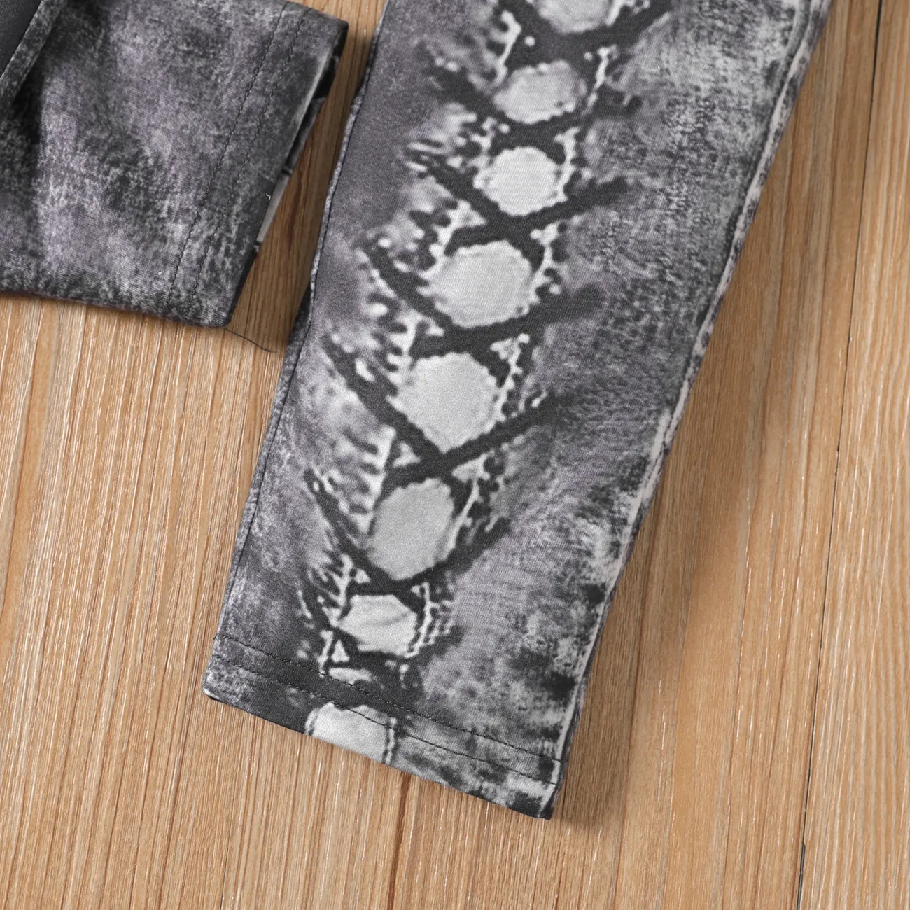 leggings skinny élastiques imprimés à motif à lacets pour fille enfant (pas de leggings en denim) Gris big image 1