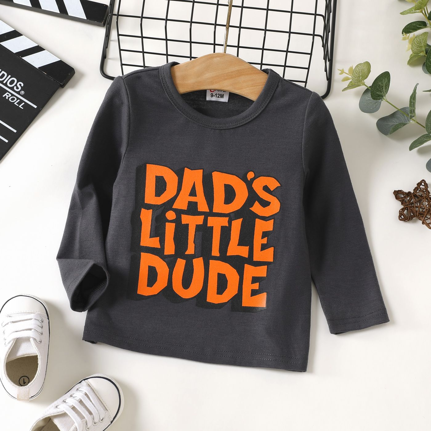 

Baby Boy Letter Print Round Neck Long-sleeve Tee