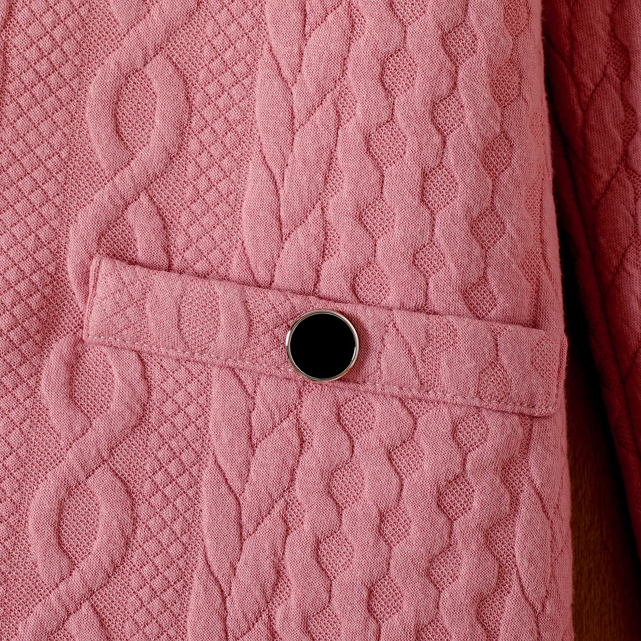 Kid Girl Cable Knit Bowknot Design Long-sleeve Pink Pink big image 1