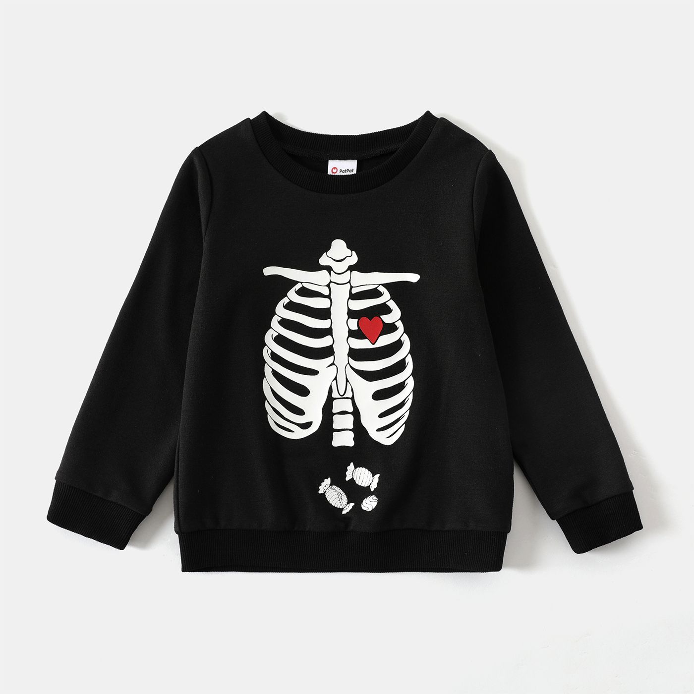 Halloween Glow In The Dark Skeleton Print Long-sleeve Pullover Sweatshirts