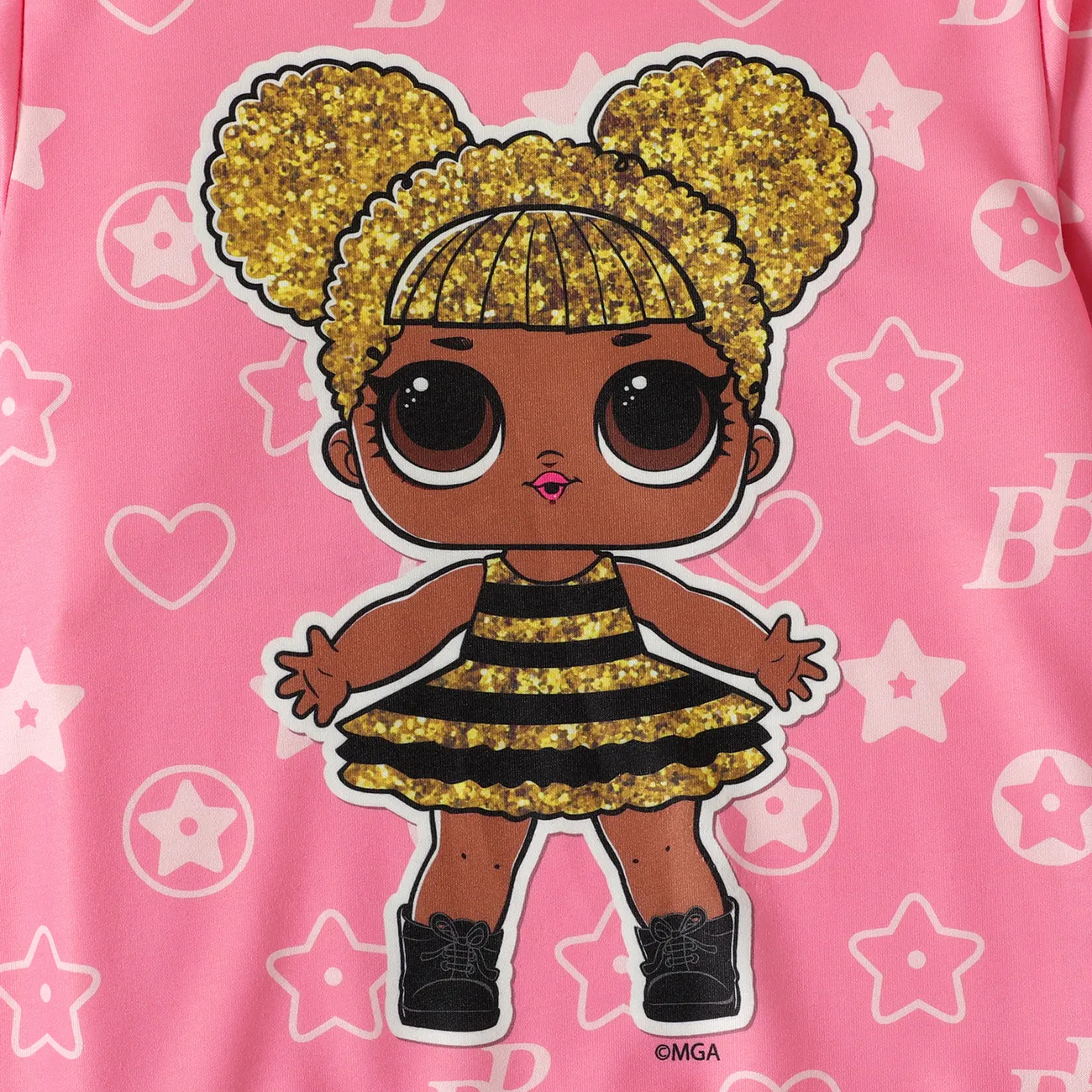 L.O.L. SURPRISE! 2pcs Kid Girl Character Stars Print Hoodie Sweatshirt and Pants Set Pink big image 1