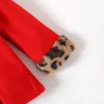 Baby Red Long-sleeve Button Leopard Hooded Wool Blend Coat Red image 4