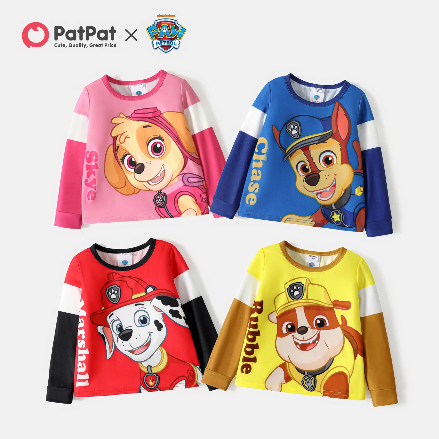 PAW Patrol Toddler Girl/Boy Letter Print Colorblock Long-sleeve Tee