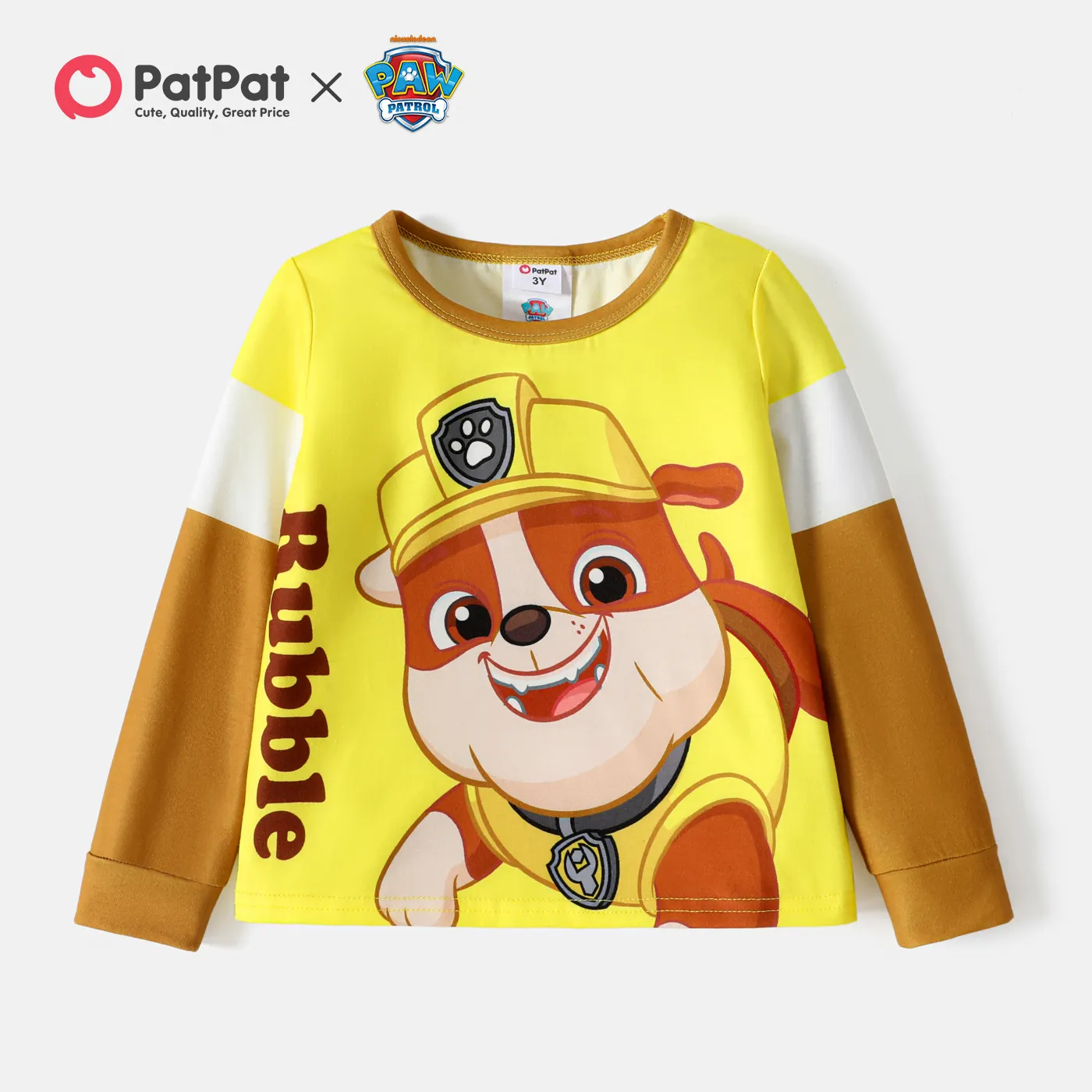 PAW Patrol Toddler Girl/Boy Letter Print Colorblock Long-sleeve Tee Yellow