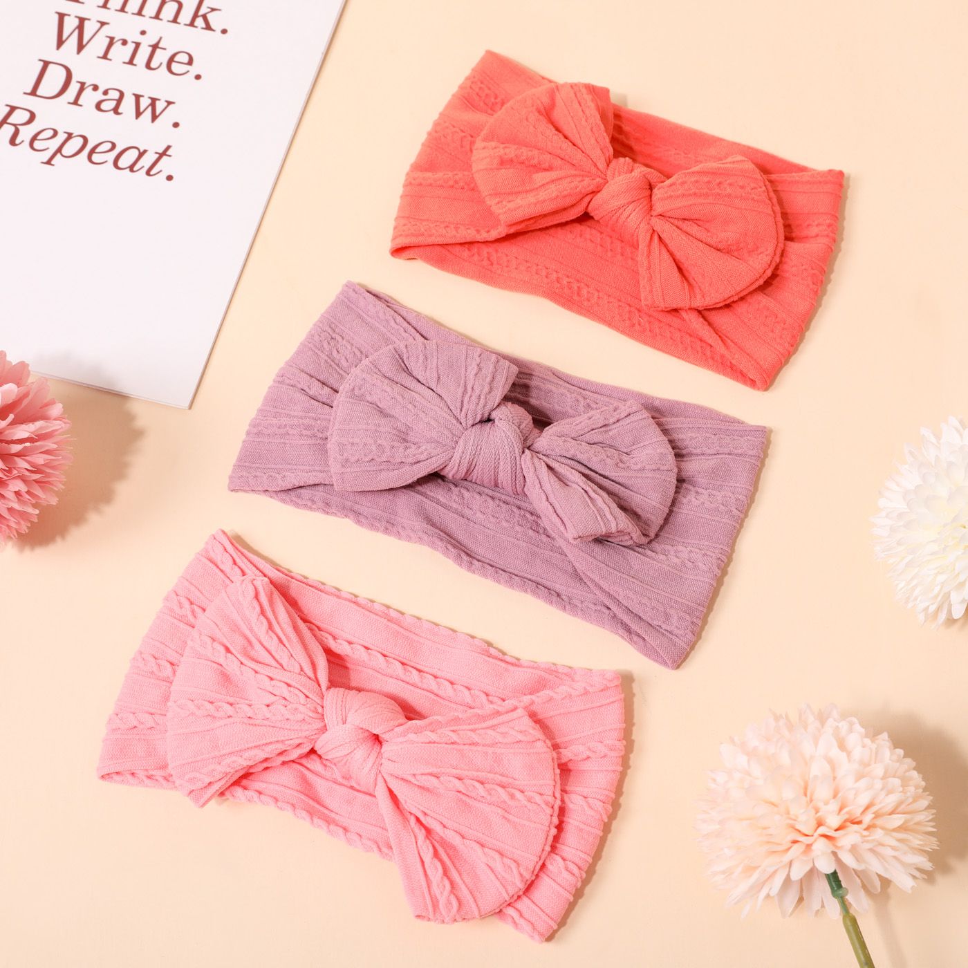 3-pack Solid Bowknot Headband for Girls