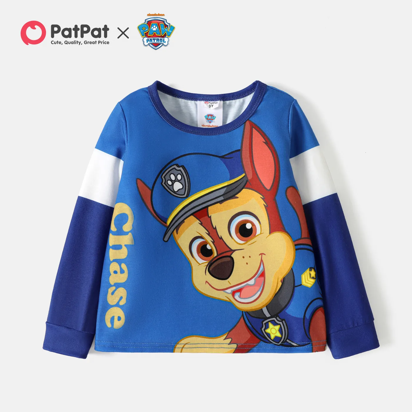 PAW Patrol Toddler Girl/Boy Letter Print Colorblock Long-sleeve Tee Blue
