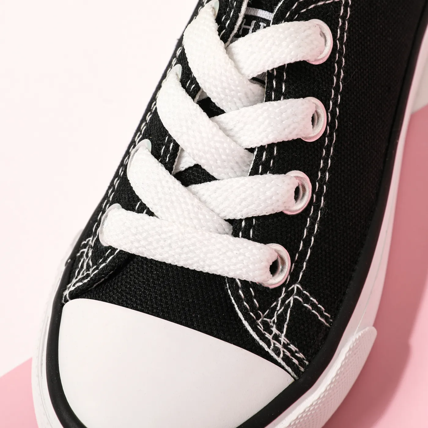 Toddler / Kid Solid Soft Sole Canvas Shoes (Letters on the heel and tongue of the shoe) (Random delivery of different soles) Black image 4