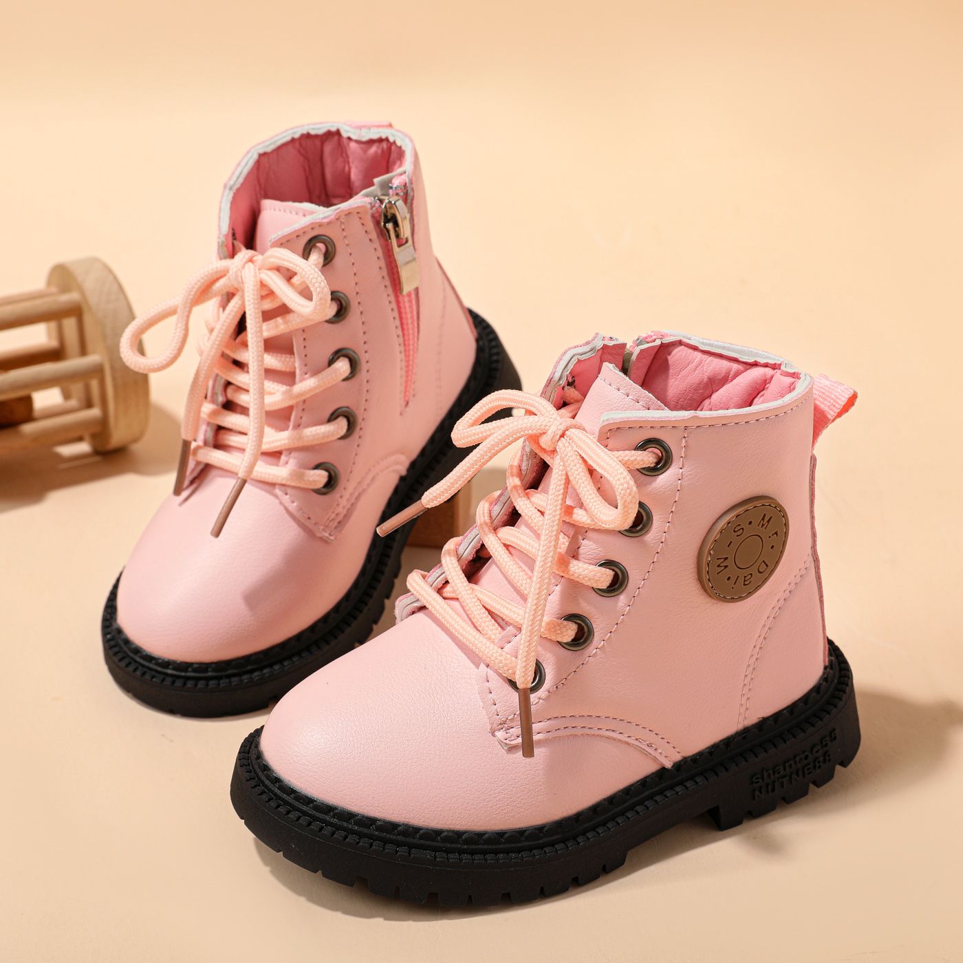 Toddler / Kid Solid Lace-up Fleece-lining  Casual Boots