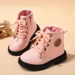 Toddler / Kid Solid Lace-up Fleece-lining  Casual Boots Pink