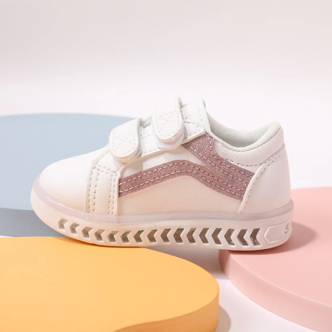 Baby/ Toddler's Sequin Stripe LED Sneaker Pink big image 1