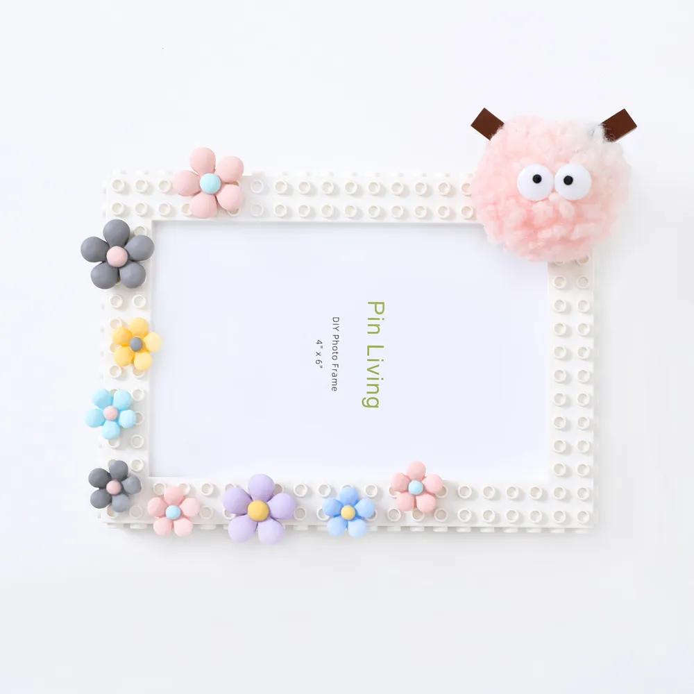 DIY Building Block Photo Frame Magical Picture Frame Toy Building Set for Babies Toddlers Kids (Random hairball color)  big image 7