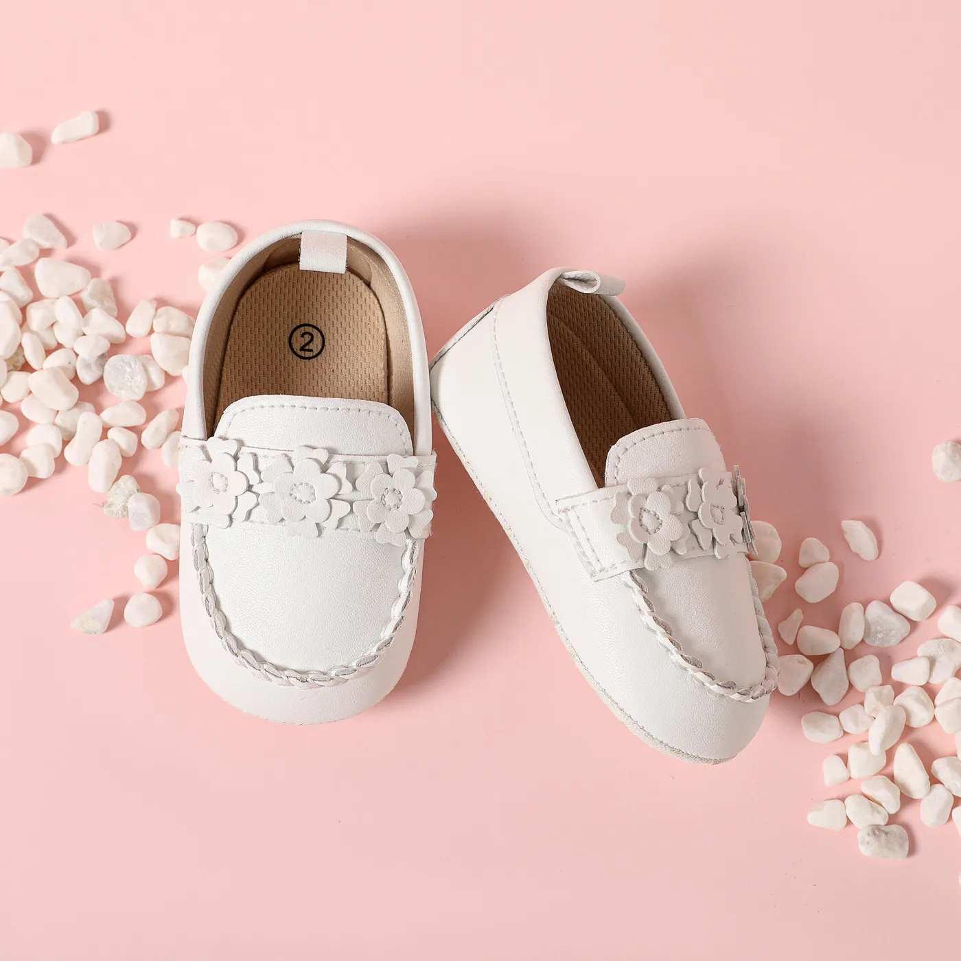 Baby / Toddler Floral Decor Slip-on Loafers Prewalker Shoes White big image 1