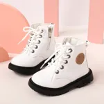 Toddler / Kid Solid Lace-up Fleece-lining  Casual Boots White