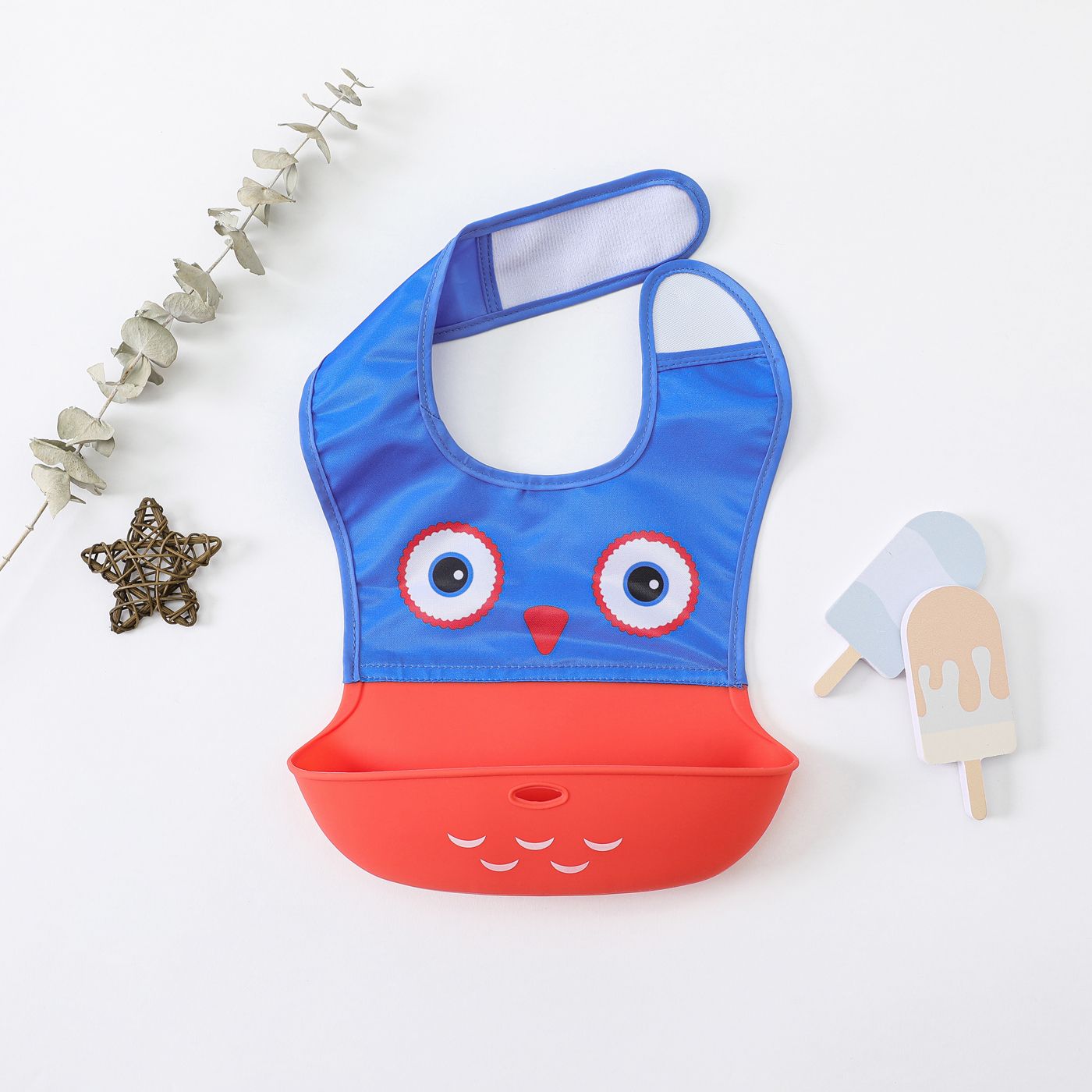 

Silicone Cartoon Owl Baby Bib Large Adjustable Fit Waterproof Bibs