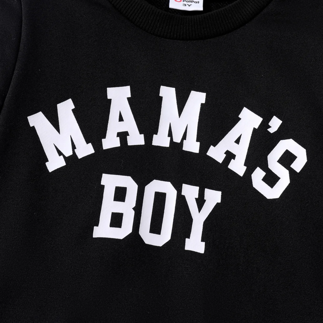 Toddler Girl/Boy Letter Print Pullover Sweatshirt Black big image 1