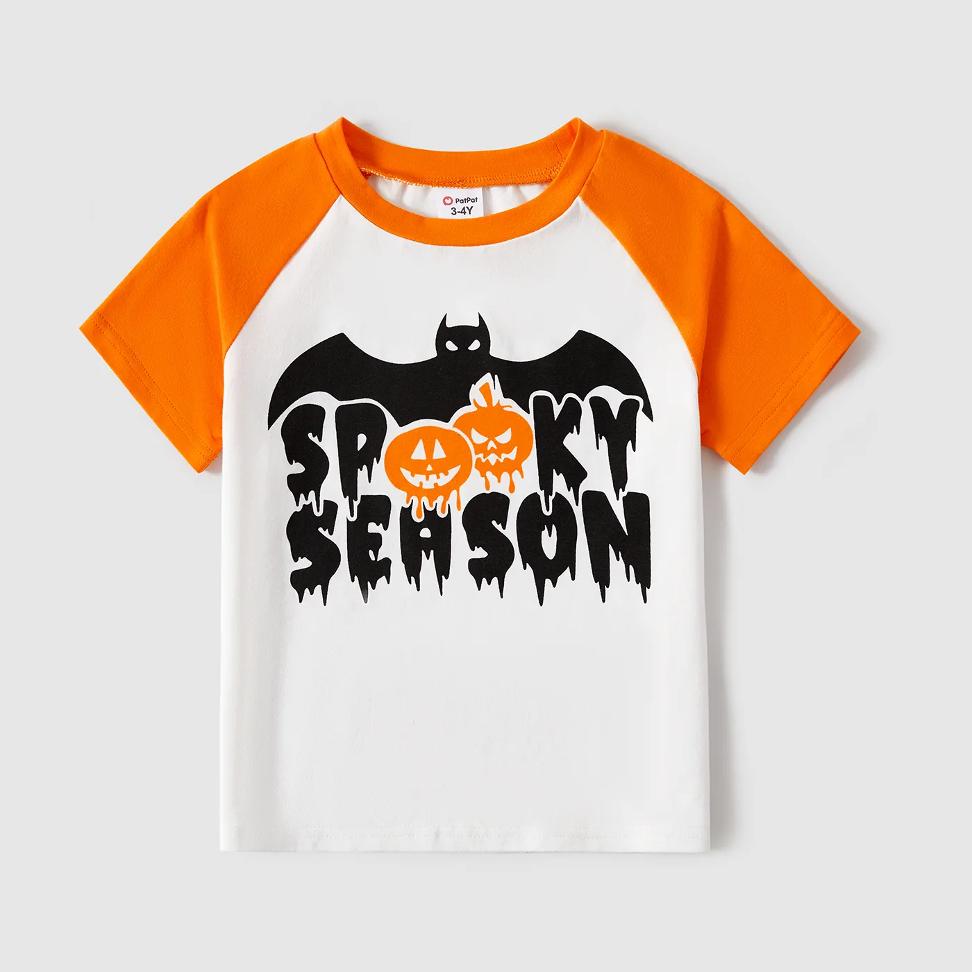 Halloween Family Matching 95% Cotton Short-sleeve Graphic T-shirts Allover Print Drawstring Ruched Bodycon Dresses Sets  image 5